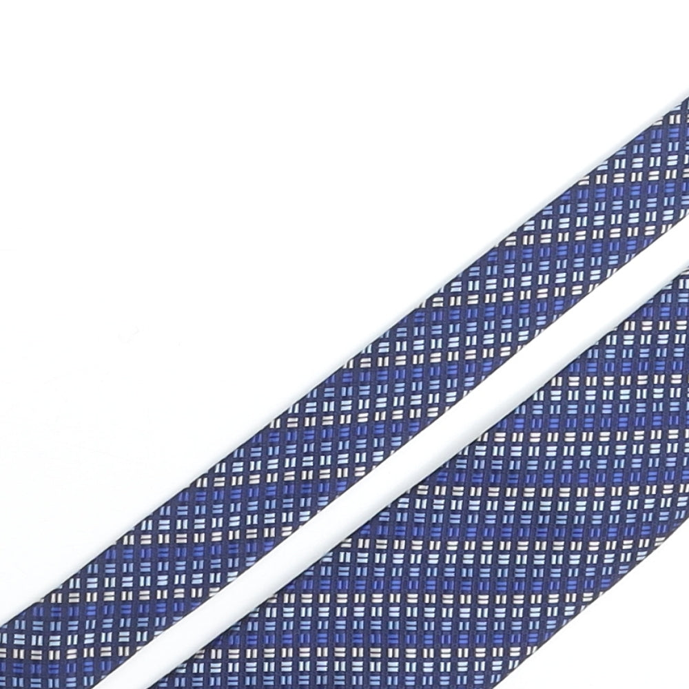 Lloyd Attree & Smith Mens Blue Geometric Polyester Pointed Tie One Size