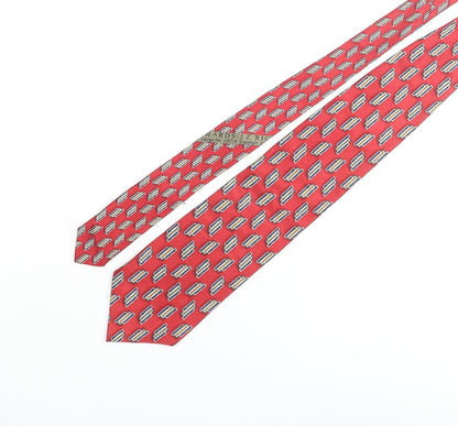 J.Z Richards Mens Red Geometric Silk Pointed Tie One Size