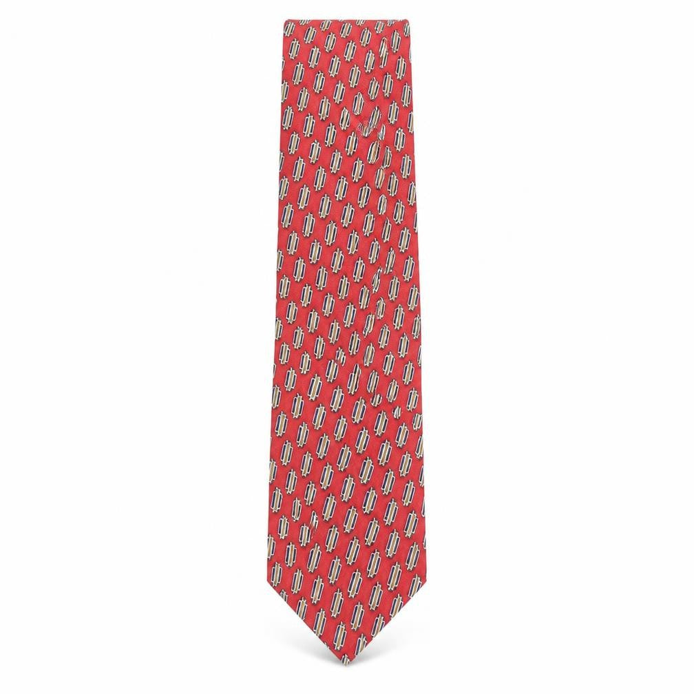 J.Z Richards Mens Red Geometric Silk Pointed Tie One Size