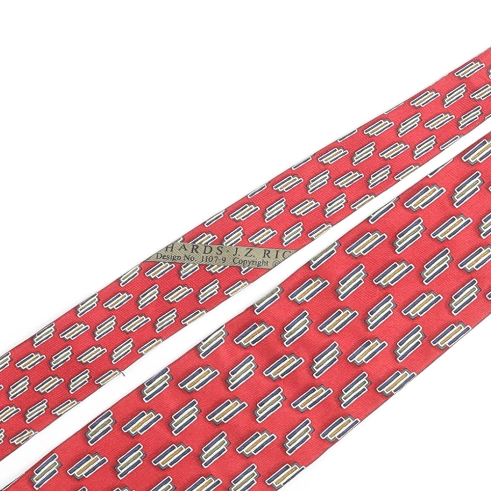 J.Z Richards Mens Red Geometric Silk Pointed Tie One Size