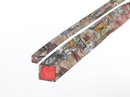 Paolo Vincente Mens Multicoloured Geometric Silk Pointed Tie One Size - Village Life Print