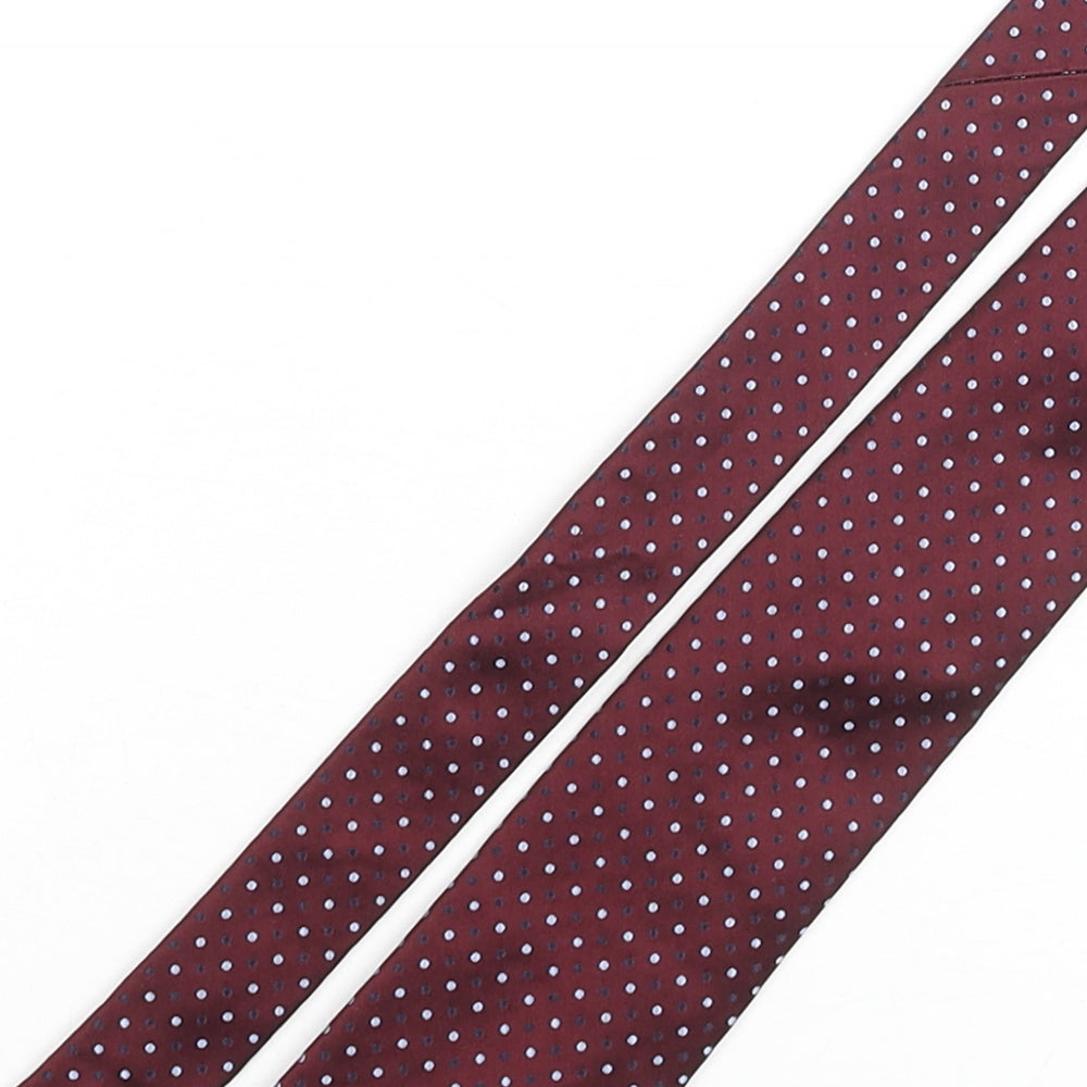 Hathaway Mens Red Polka Dot Silk Pointed Tie One Size