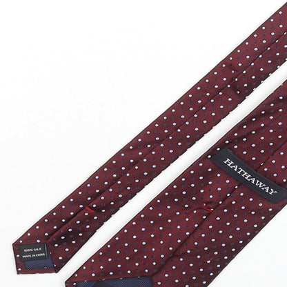 Hathaway Mens Red Polka Dot Silk Pointed Tie One Size