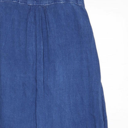 Brave Soul Womens Blue Viscose Tank Dress Size S Collared Button