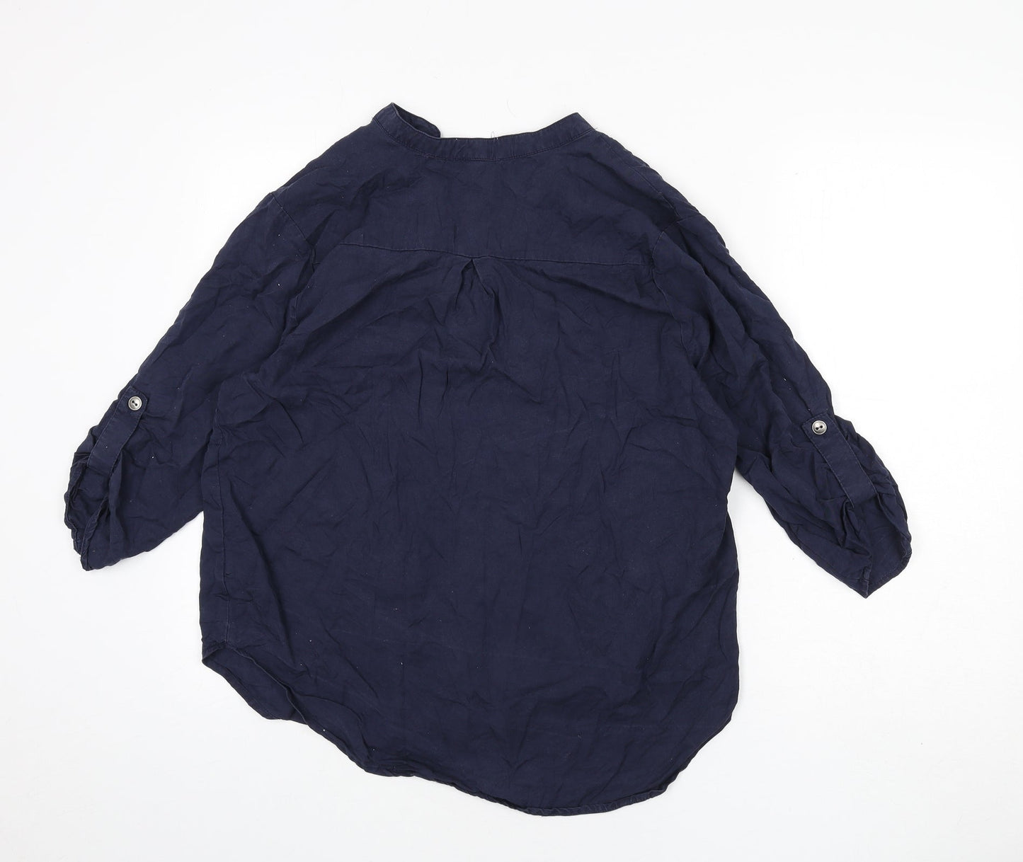 Womens UK Size 12 Apricot Blue Basic Blouse