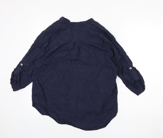 Womens UK Size 12 Apricot Blue Basic Blouse