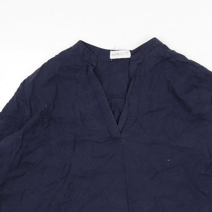 Womens UK Size 12 Apricot Blue Basic Blouse