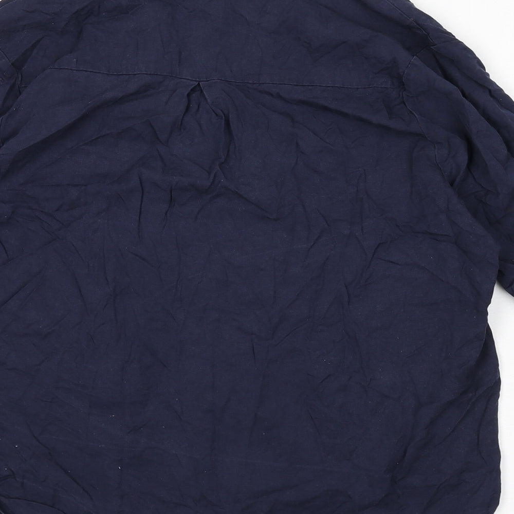 Womens UK Size 12 Apricot Blue Basic Blouse