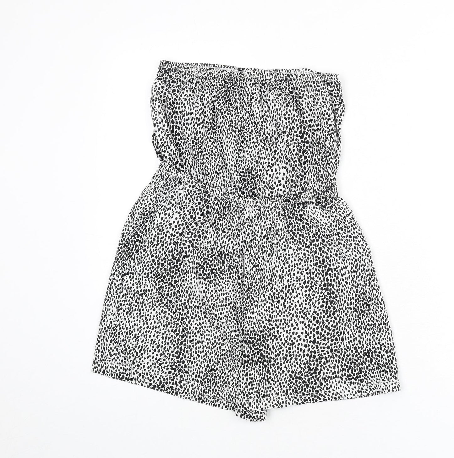 New Look Womens White Geometric Cotton Romper One-Piece Size S Pullover - Dalmatian Print