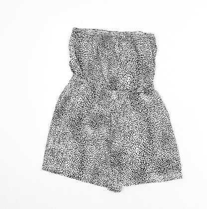 New Look Womens White Geometric Cotton Romper One-Piece Size S Pullover - Dalmatian Print