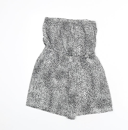 New Look Womens White Geometric Cotton Romper One-Piece Size S Pullover - Dalmatian Print