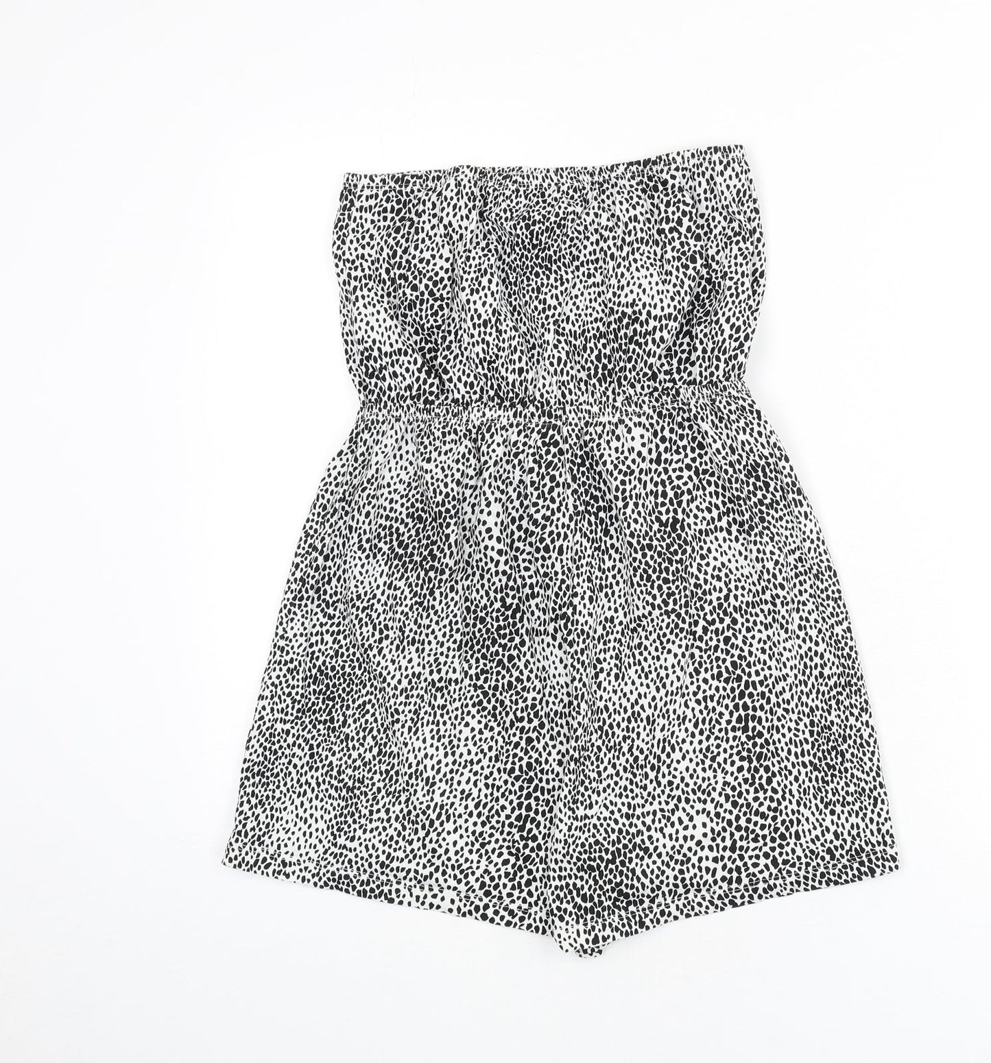 New Look Womens White Geometric Cotton Romper One-Piece Size S Pullover - Dalmatian Print