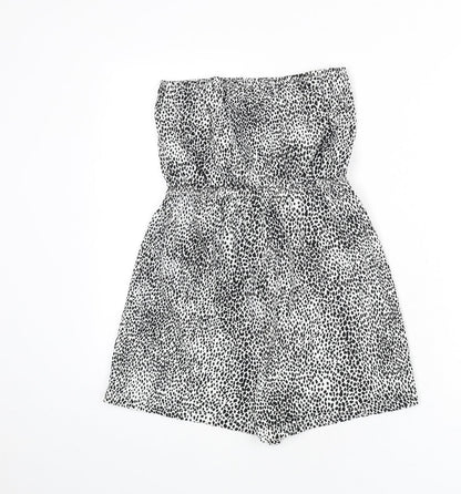 New Look Womens White Geometric Cotton Romper One-Piece Size S Pullover - Dalmatian Print