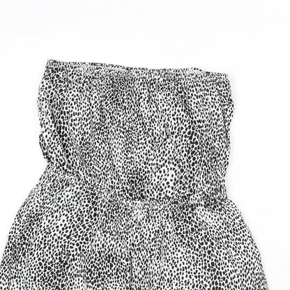 New Look Womens White Geometric Cotton Romper One-Piece Size S Pullover - Dalmatian Print