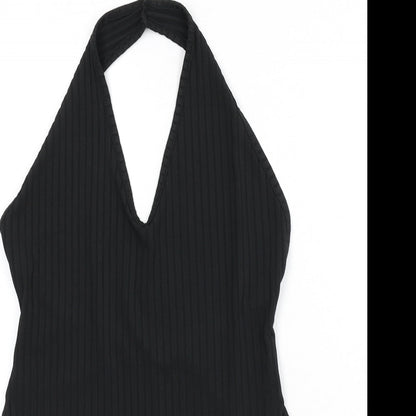 Nasty Gal Womens Black Polyester Bodysuit One-Piece Size 8 Snap - Ribbed