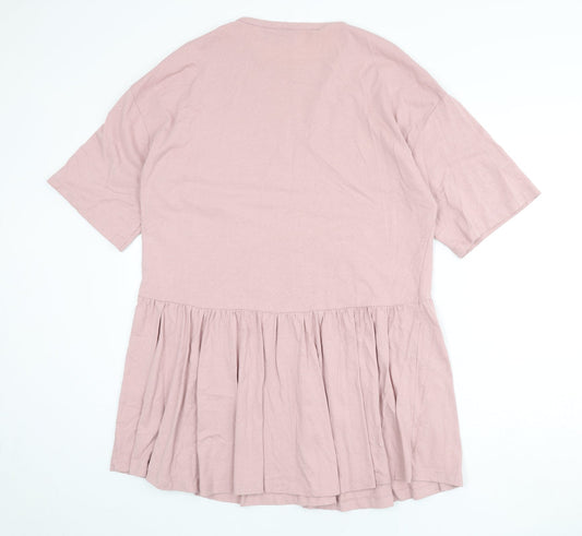 ASOS Womens Pink 100% Cotton A-Line Size 10 Round Neck Pullover