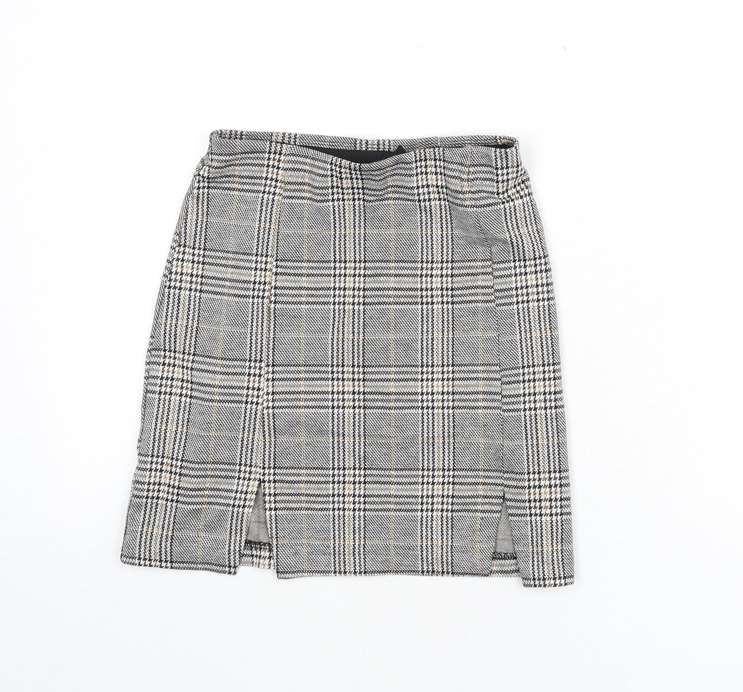 Divided by H&M Womens Multicoloured Plaid Polyester A-Line Skirt Size 2XS - Front Slits