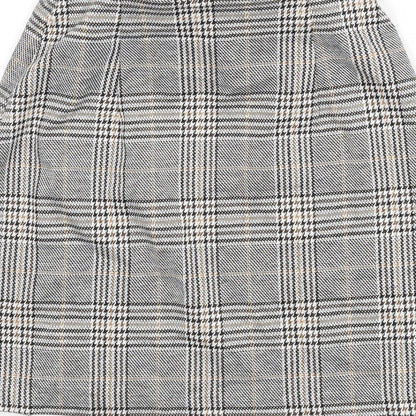 Divided by H&M Womens Multicoloured Plaid Polyester A-Line Skirt Size 2XS - Front Slits