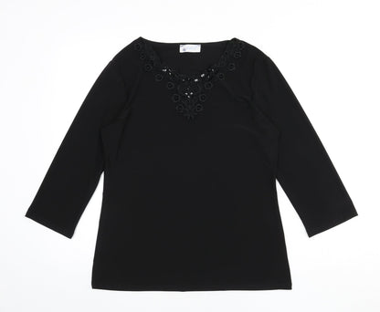 Womens UK Size S Anamor Black Basic T-Shirt