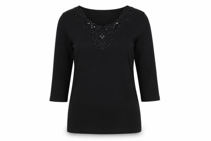 Womens UK Size S Anamor Black Basic T-Shirt