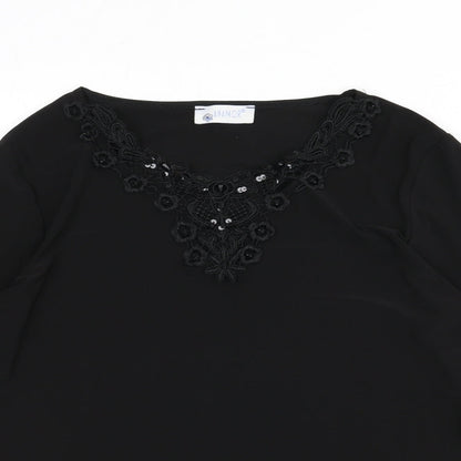 Womens UK Size S Anamor Black Basic T-Shirt