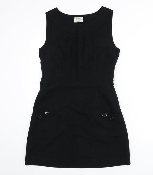 Esprit Womens Black Wool A-Line Size 12 Round Neck Zip