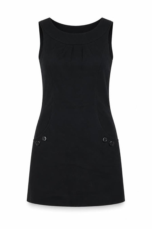 Front view of ESPRIT women’s black wool a-line, size UK 12, round neck zip