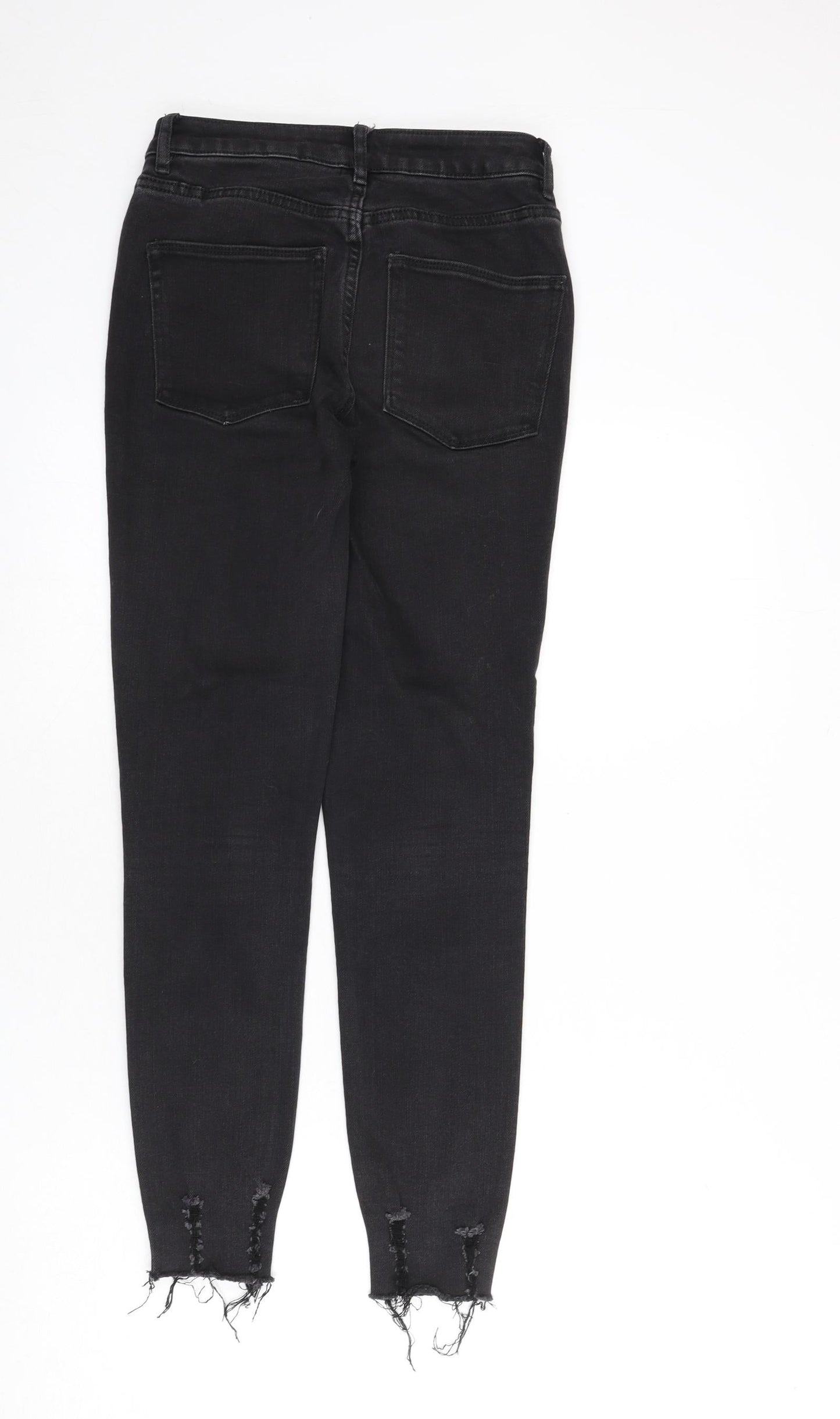 NEXT Womens Grey Cotton Skinny Jeans Size 6 L26 in Regular Zip - Distressed Hems