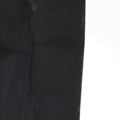 NEXT Womens Grey Cotton Skinny Jeans Size 6 L26 in Regular Zip - Distressed Hems