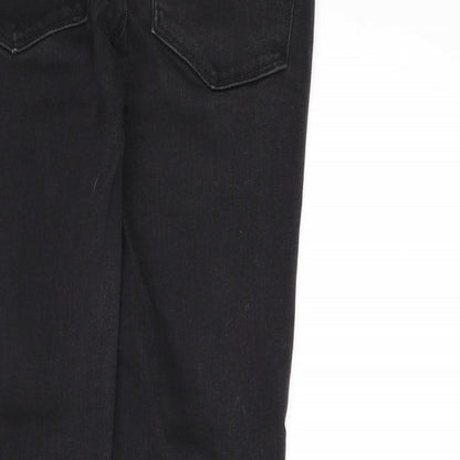 NEXT Womens Grey Cotton Skinny Jeans Size 6 L26 in Regular Zip - Distressed Hems