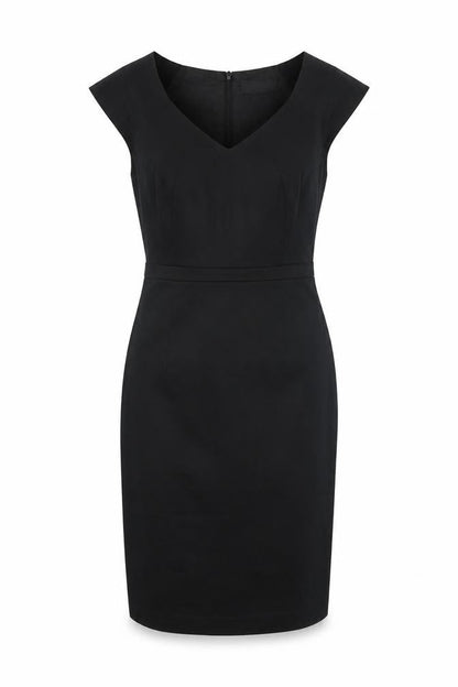 Dorothy Perkins Womens Black Cotton Pencil Dress Size 10 V-Neck Zip - Slit