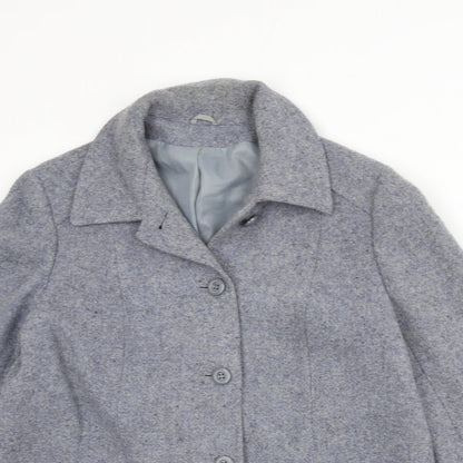 Littlewoods Womens Grey Overcoat Coat Size 14 Button