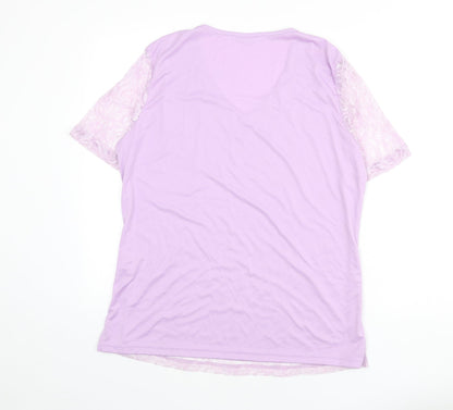 Damart Womens Purple Polyamide Basic T-Shirt Size 18 V-Neck - Lace Overlay