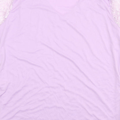 Damart Womens Purple Polyamide Basic T-Shirt Size 18 V-Neck - Lace Overlay