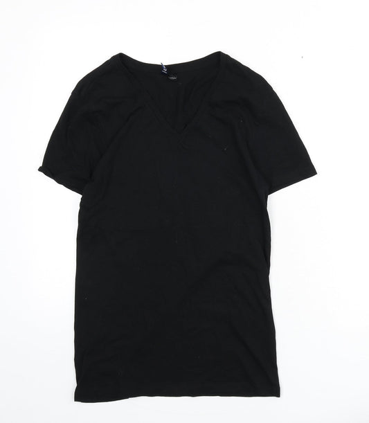 Divided by H&M Womens Black 100% Cotton Basic T-Shirt Size XS V-Neck