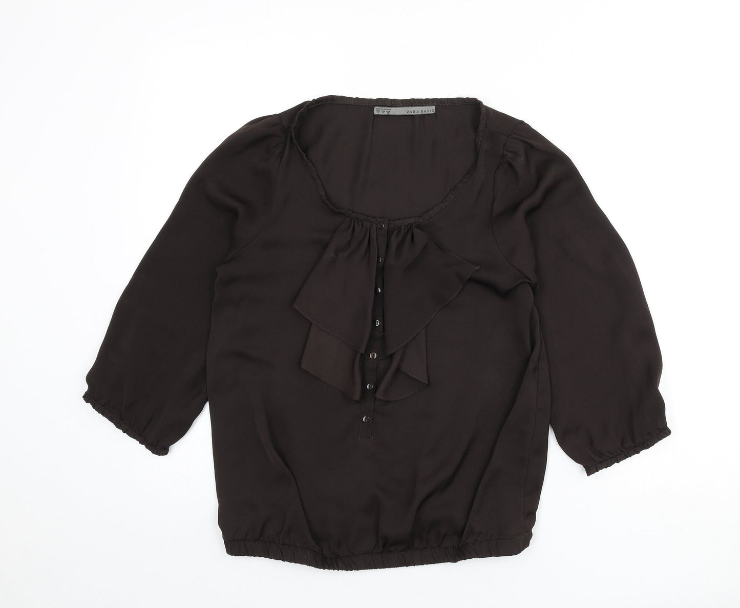 Womens UK Size S Zara Brown Basic Blouse