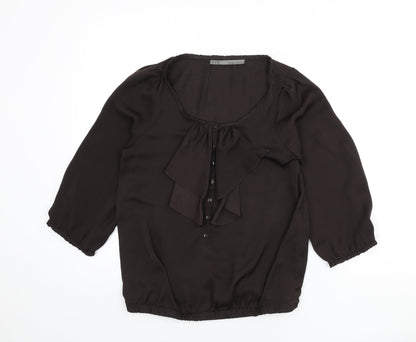 Womens UK Size S Zara Brown Basic Blouse