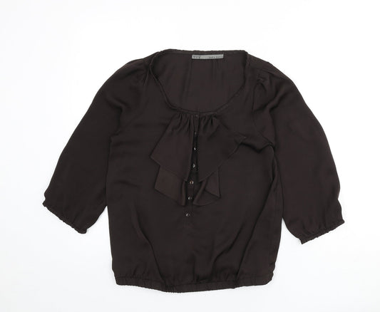 Womens UK Size S Zara Brown Basic Blouse