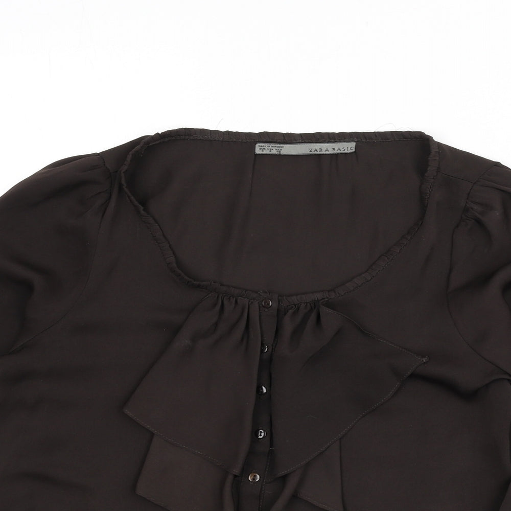 Womens UK Size S Zara Brown Basic Blouse
