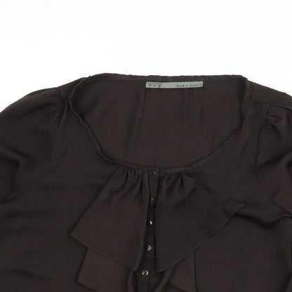 Womens UK Size S Zara Brown Basic Blouse