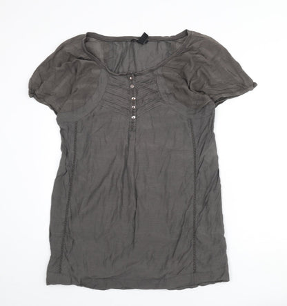 Womens UK Size M H&M Grey Tunic Blouse