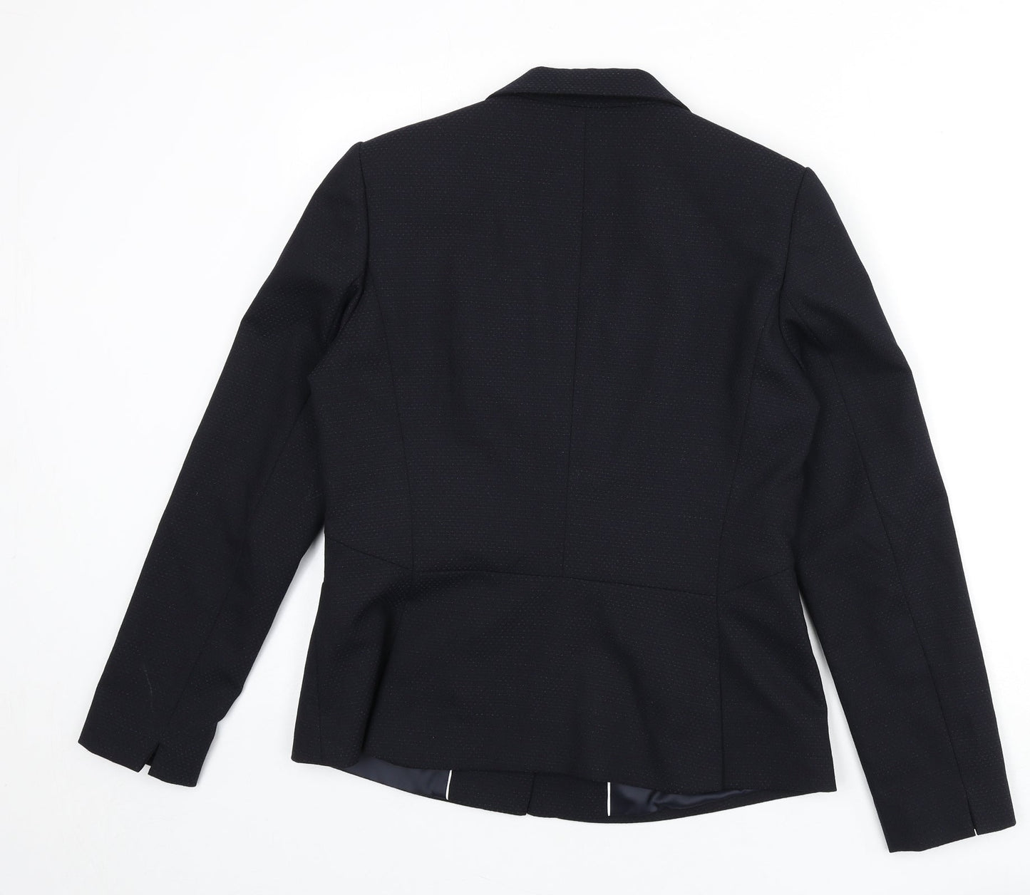 NEXT Womens Blue Geometric Polyester Jacket Blazer Size 14