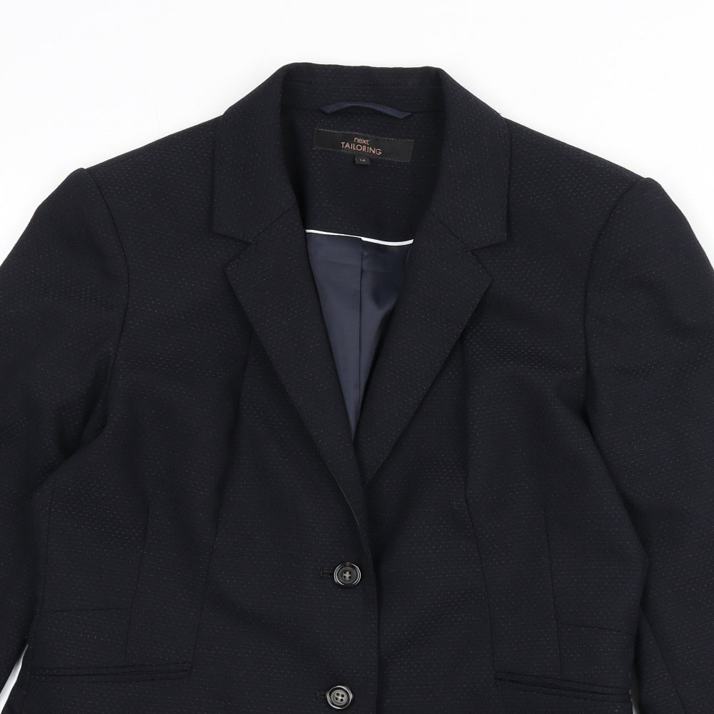 NEXT Womens Blue Geometric Polyester Jacket Blazer Size 14