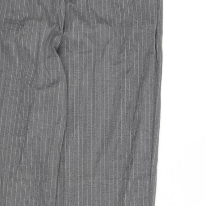 New Look Womens Grey Striped Polyester Dress Pants Trousers Size 12 L26 in Regular Zip