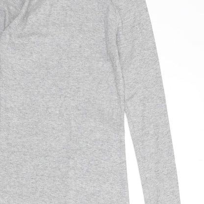 Pull&Bear Womens Grey Cotton Bodycon Size L Round Neck Pullover - Ribbed