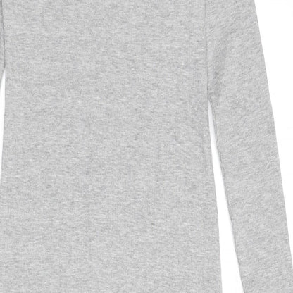 Pull&Bear Womens Grey Cotton Bodycon Size L Round Neck Pullover - Ribbed