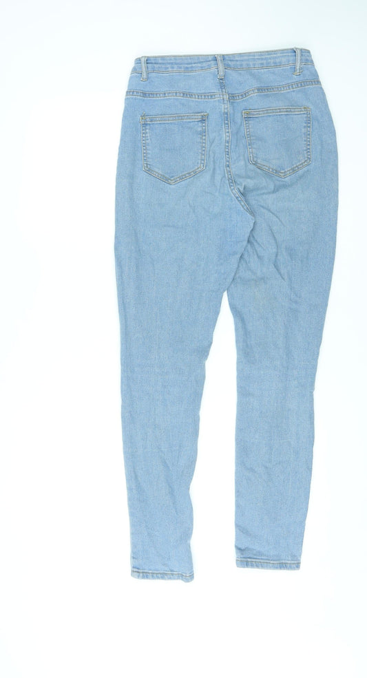 Boohoo Womens Blue Cotton Skinny Jeans Size 8 L28 in Regular Zip
