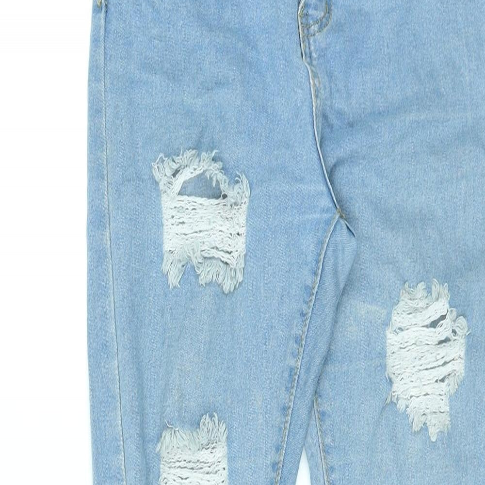 Boohoo Womens Blue Cotton Skinny Jeans Size 8 L28 in Regular Zip