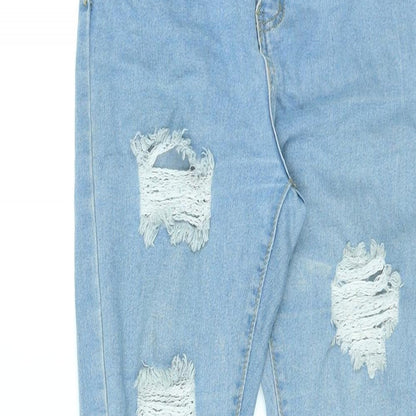 Boohoo Womens Blue Cotton Skinny Jeans Size 8 L28 in Regular Zip