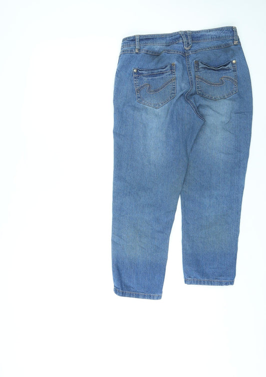 Red Herring Womens Blue Cotton Cropped Jeans Size 8 L21 in Regular Zip